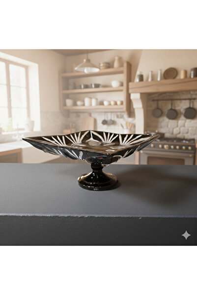 Glowvera Crystal Glass Presentation Bowl with Stand - 22 cm Cut Decorated Bow...