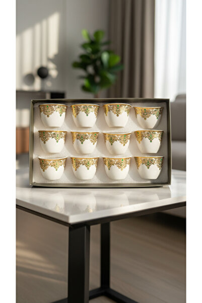 Generic A luxurious Arabic coffee cup set – elegant design with a refined her...