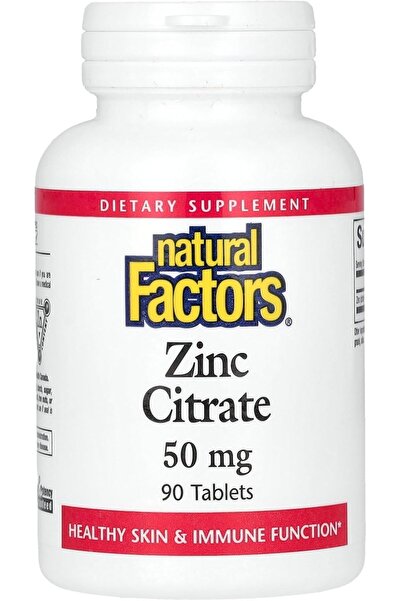Natural Factors سترات الزنك - 90 قرصًا (50 ملغ)