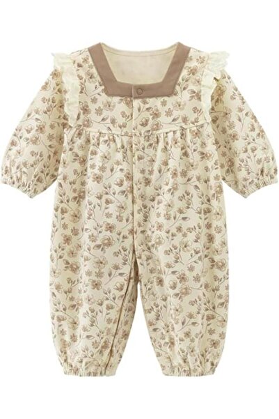 OEM Salopeta pentru bebelusi fete, cu mânecă lungă, broderie, imprimeu floral...