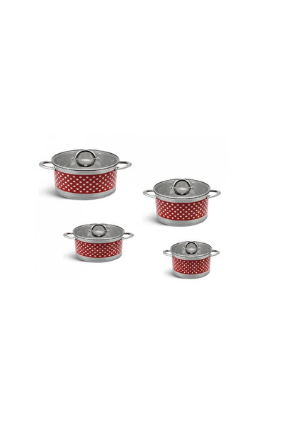 Bachmayer Stainless steel cooking pot set with glass lid 4pcs