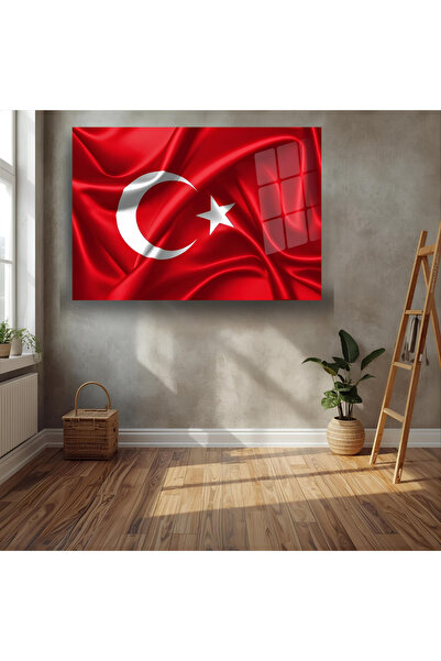 Glit Glass Türk Bayrağı Cam Tablo - 4mm Temperli Cam - Dalgalanan Bayrak Mode...