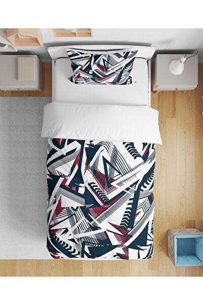 Home Abstract Line Patterned Colorful 3D Digital Printed Single Duvet Cover S...