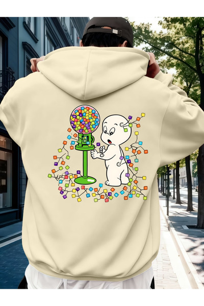 ALEYZA MODA Printed Hooded Oversized Unisex Sweatshirt