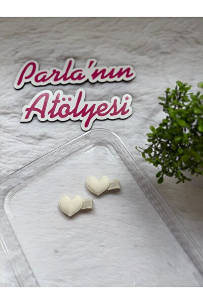 SOFT 2-х сердечкова шпилька для дівчинки та немовляти Крем-сердечкова шпилька