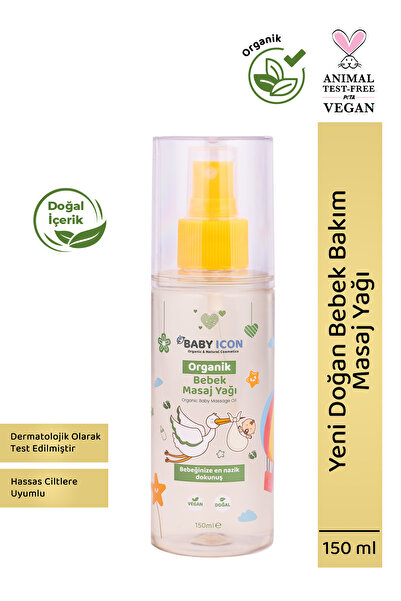 Baby İcon Organik Vegan Bebek Masaj Yağı Hassas Ciltler İçin Doğal Bakım 150 ml