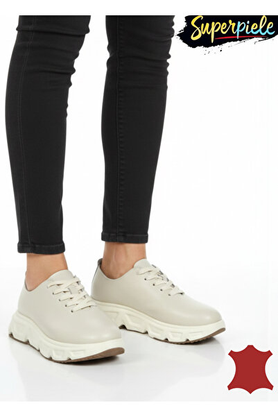 ANGEL BLUE Women's casual shoes made of natural leather with laces, thick wid...