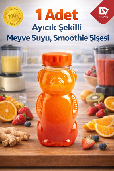 Open Home Concept 1 Adet Ayıcık Şişe – Turuncu Kapaklı, Okul ve Piknik İçin E...