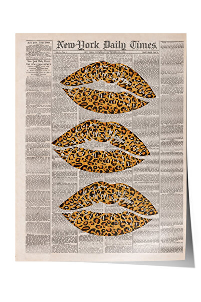 Zestia Poster cu buze cu model leopard, decor pentru cameră pentru adolescenț...