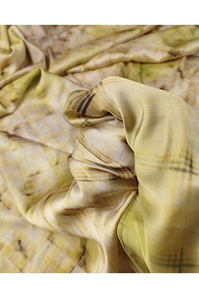 Kumaş Parça Satin in Cream Green and Brown Colors (Width 145 cm X Length 300 cm)