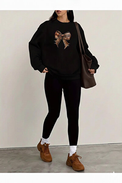 WOODROFFE Women's Printed Black Leggings - Sweatshirt Set 2-Piece Combination...