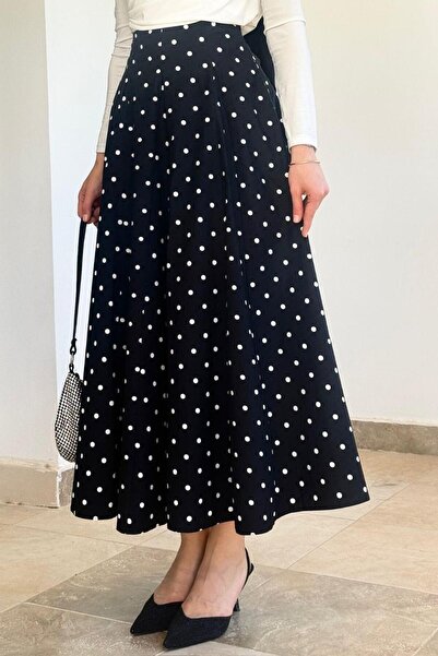 Şulemoda Giyim Polka Dot Skirt Black