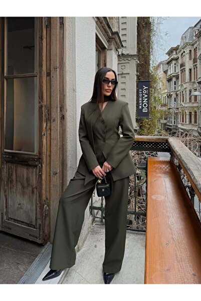 Julidress Shawl-Waist Belted Jacket and Palazzo Pants Premium 3-Piece Set