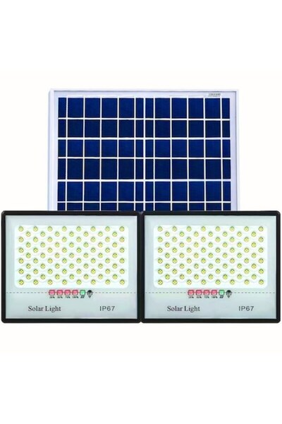 DAMUR Set of Solar Lamps, 2 LED Projectors with Solar Panel