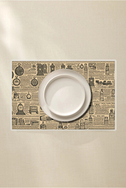 Grafiklas Silinebilir Amerikan Servis 4’lü - Eski Gazete Sayfası Temalı 42x30...