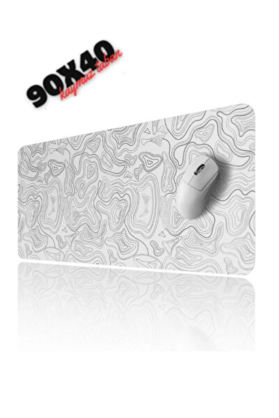 Hietech Mousepad White Contour Speed Hızlı Yüzey Kaymaz Taban Gaming Oyuncu M...