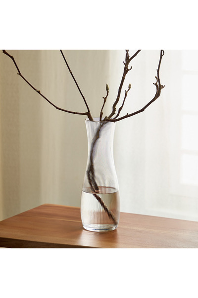 Home Box Atlanta Ribbed Clear Glass Vase - 11x30 cm
