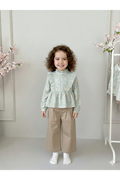 Monna Rosa Yeşil-Pembe Pantolonlu Takım