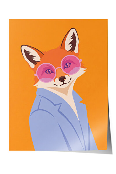 Zestia Poster cu ilustrație de vulpe elegantă, cu ochelari roz, decor pentru ...