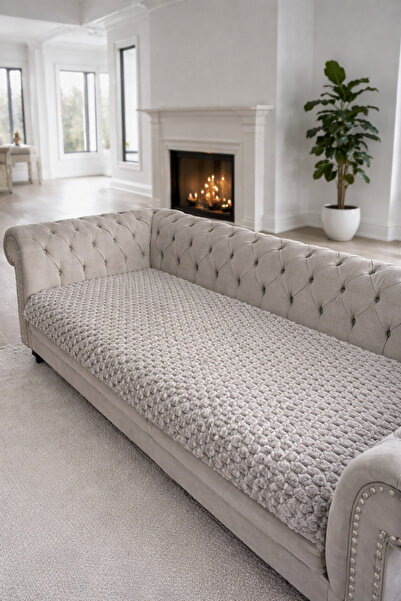 KAYALI HOME Embossed Soft Furry Bubble Sofa Cover That Covers the Seating Area