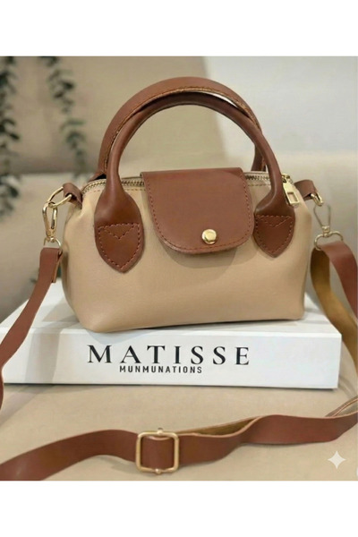 PurpleART Women's Minimal Shoulder and Crossbody Bag with Mink and Tan Detail...