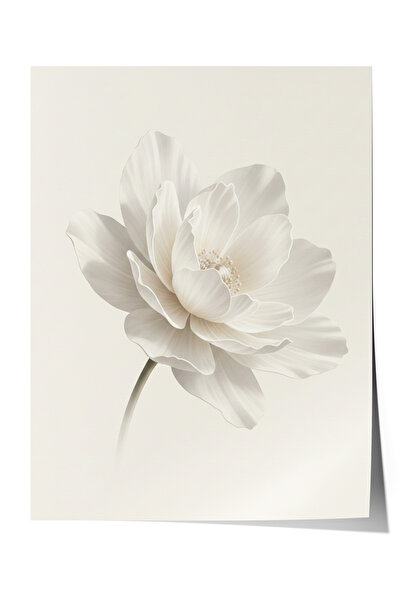 Zestia Poster White Lotus Silence Neutral Minimal Floral Decor pentru dormitor