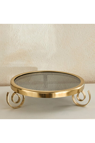 Home Box Sands and Palms Sahra Decorative Metal Footed Stand - 28x28x7 cm