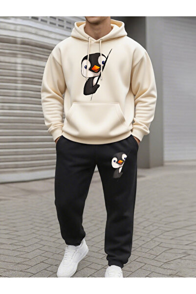 ALEYZA MODA Printed Top and Bottom Tracksuit Set Oversize Hooded