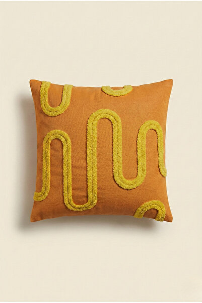 Maharat Bohemian Curved Patterned Punch Throw Pillow Cover