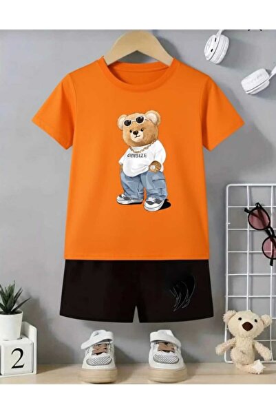 Nice Clothes Children's Tracksuit Set Hooded Unisex Owsize Bear Print