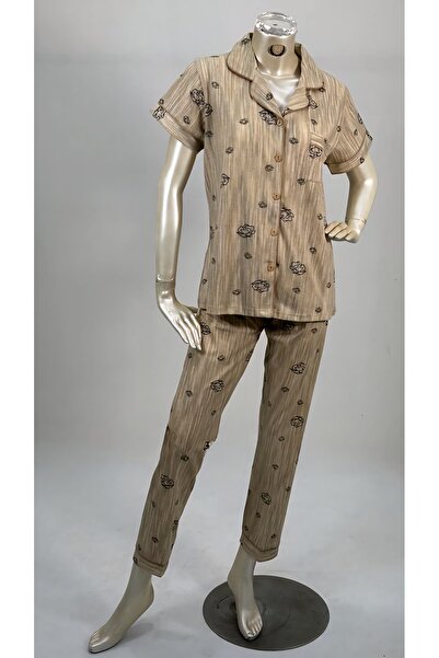 bbs fashion Comfortable women's home pajama set, short-sleeved, button-up, co...