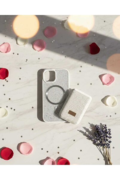 KumOziShop iPhone 13/14 Uyumlu MagSafe ve Mıknatıs Özellikli Taşlı Cüzdanlı P...