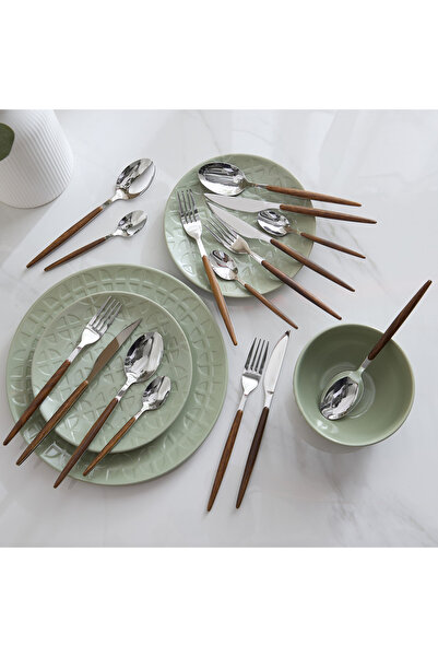 Home Box طقم أدوات مائدة خشبية من صقلية مكون من 16 قطعة