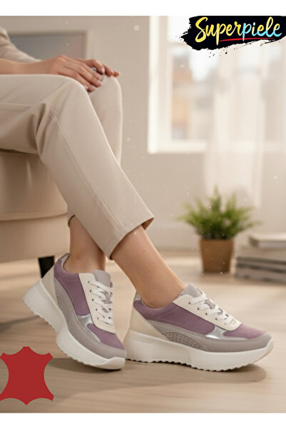 ANGEL BLUE Women's multicolor sneakers lined with natural leather with thick ...