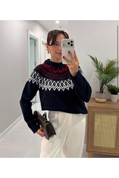 CADDELAMODA Women's Patterned Oversized Sweater