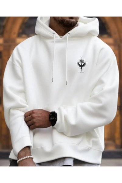 ORVIO Group Erkek hoodie kapüşonlu sweatshirt sırt baskılı oversize sokak stili rahat günlük