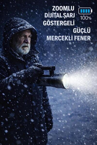 Everton RT 829 ZOMLU 100W DİJİTAL ŞARJ GÖSTERGELİ ACİL DURUM EL FENERİ