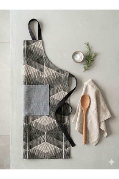 FERAY TEXTILE Desenli Mutfak Önlüğü ve Kadife Havlu Seti (30x50) – Şık & Kull...