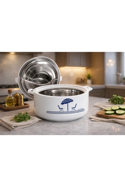 Generic Jumbo King White Hotpot 5000ml (5L) | Insulated Stainless Steel, Keep...