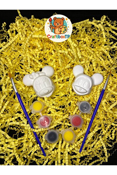 CRAFTBOXTR MİNNİE & MİCKEY MOUSE ÇİFT TAŞ BOYAMA SETİ/Kendin Yap, Doğum Günü,...