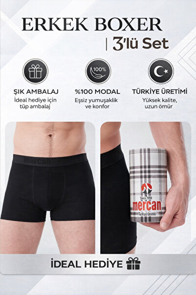Mercan 3-Pack Black Men's Modal Boxers