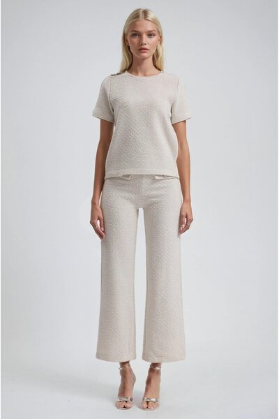 Lijuri Set bluză texturată și pantaloni largi 10316