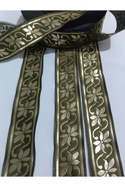 ULUPAMİR شريط زخرفي ذهبي أخضر داكن مزين بالزهور 1 متر