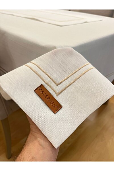 Valerium مفرش طاولة بدون خياطة بتفاصيل بيكو مزدوجة الطبقات، لون إكرو، مقاس 15...