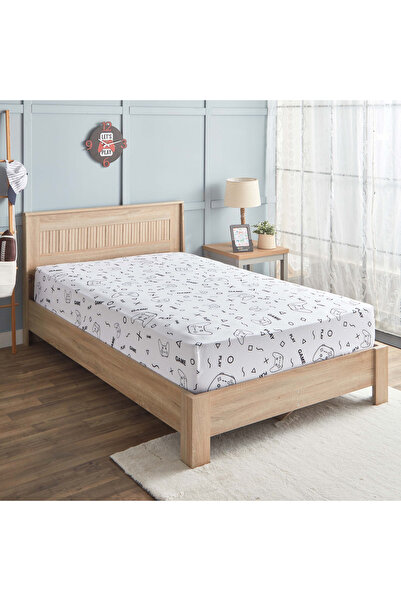 Home Box Gaming Doodle Soiree Microfibre Twin Fitted Sheet - 120x200+25 cm