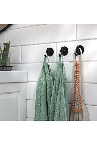 IKEA COZY ROOM - VALASJÖN yapışkanlı çelik kanca, siyah, 3 adet