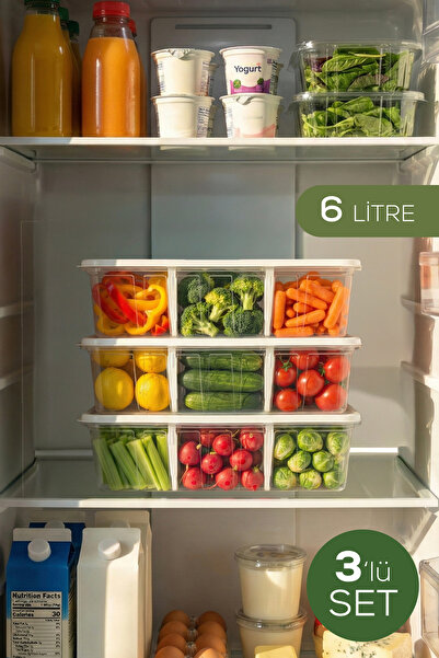 Vienev Recipient de depozitare reglabil cu 3 compartimente, 6 litri |   Cutie...