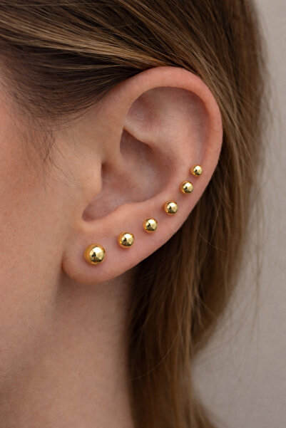 BY DİLEK ÇETİN ACCESSORY Steel Gold Mini Ball Earrings
