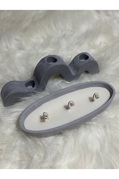 Lethe Design 2’li Dekoratif Set | 3 Gözlü Şamdan Mumluk + Kayık Form Mum | He...