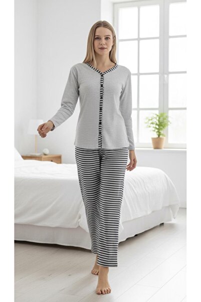 new ats Women's Cotton Pajama Set Interlock Fabric with Buttons
